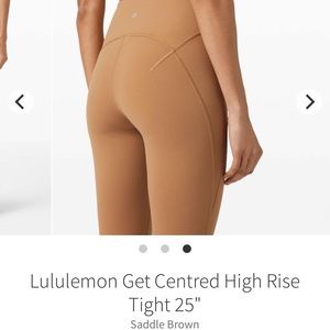 Lululemon Saddle Brown Get Centered Leggings 25”